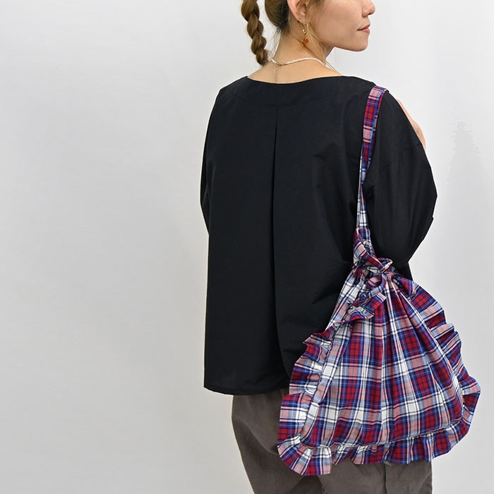 りら ブラウス ハンドメイド MA*RS】肩開きクロスZIPスライダーブラウス - ブラック size-F