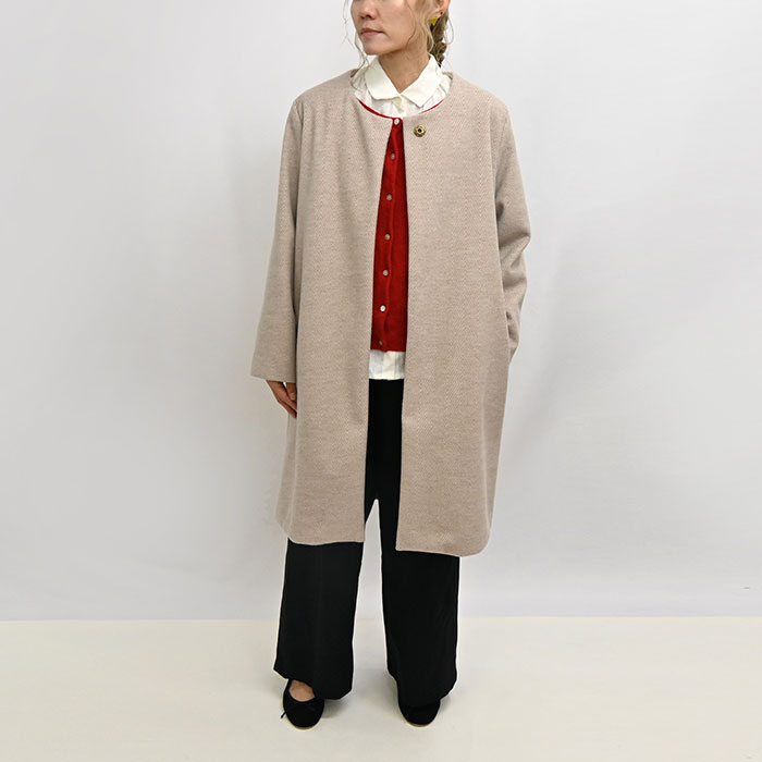 ノーカラーコート（裏地つき） | 生地と型紙のお店 Rick Rack