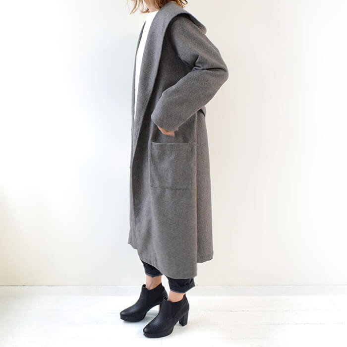 エムズグレイシー 裏地ギンガムチェック フーディー パーカー ガウン コート エムズグレイシー 裏地ギンガムチェック フーディー パーカー ガウン